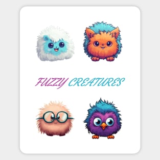 Fuzzy Monsters T-Shirt,  Cute creatures Design with Unique Layout Sticker